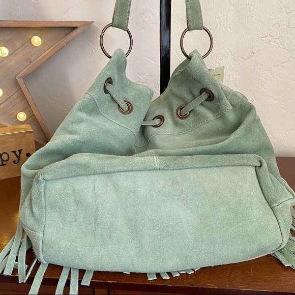 Chocolate New York mint green leather bucket bag - Picture 8 of 13